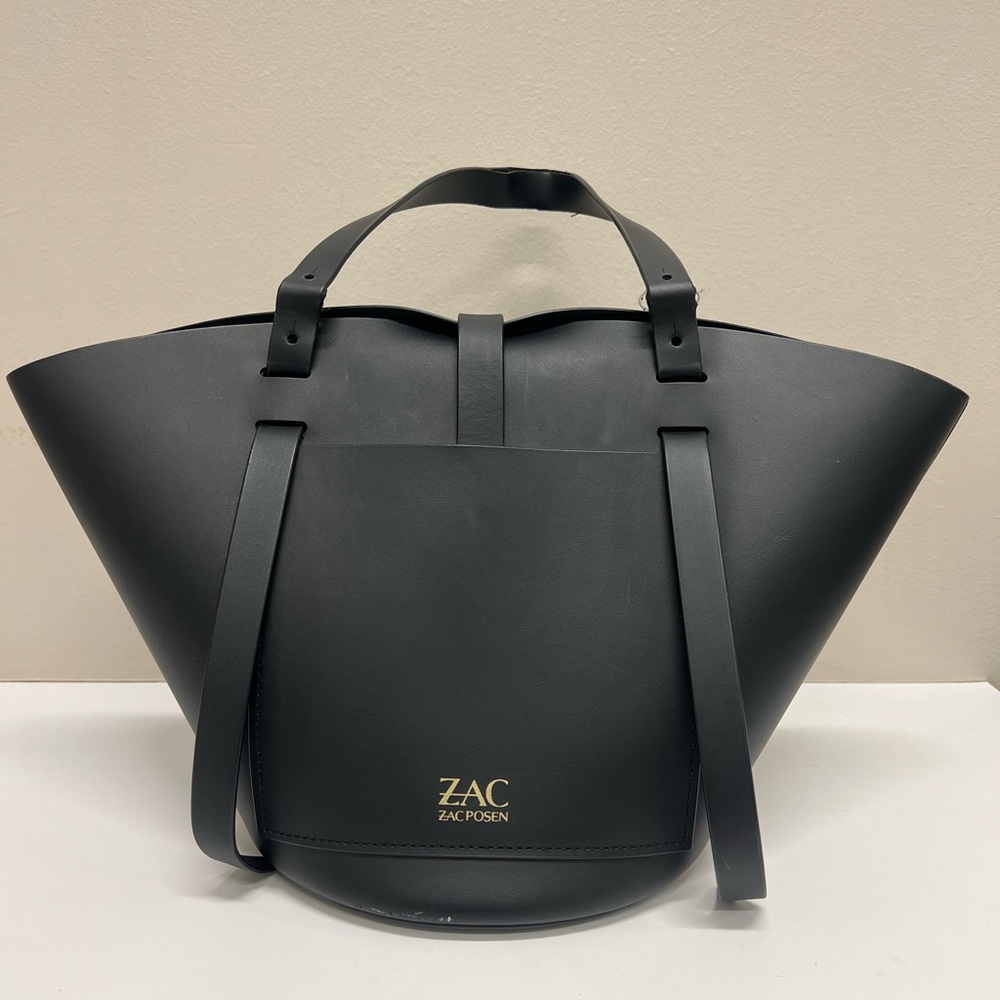 ZAC Zac Posen Black Tote with Gold Logo
